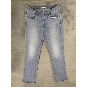 Levis 505 Jeans Womens 10 Blue Light Wash Denim Straight Mid Rise Stretch